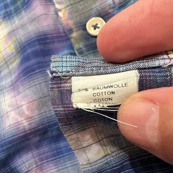 Haupt Germany Men's Watercolor Floral Paisley Plaid LS Tie Dye Shirt, M - Picture 6 of 11